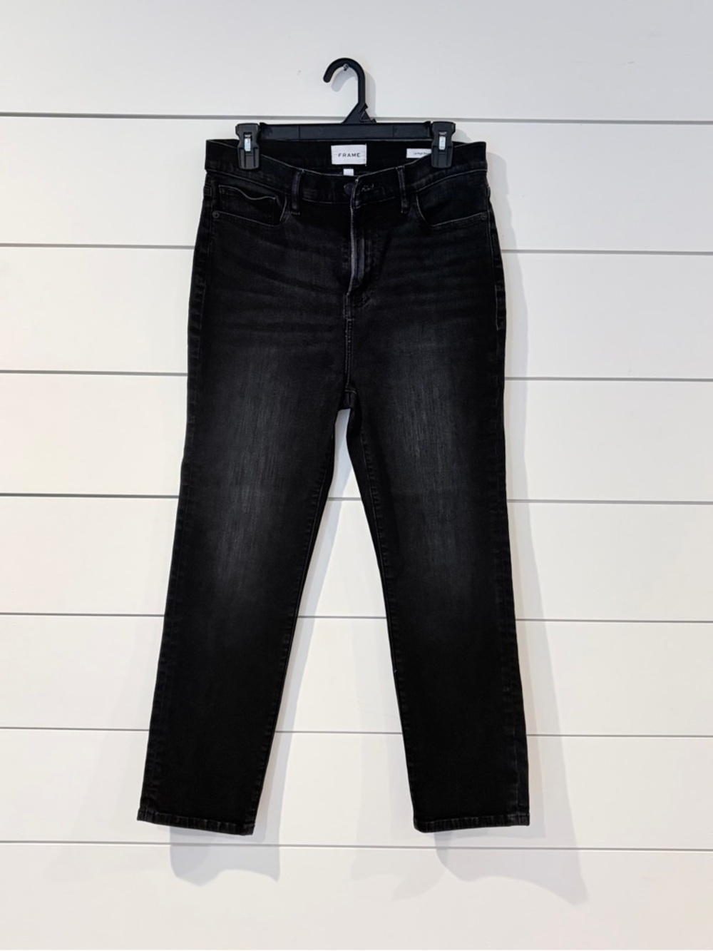 FRAME Le High Straight Jeans Black Designer High Rise 30 Quiet Luxury Mobwife